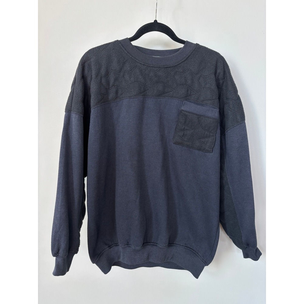 Vintage Givenchy Sweatshirt XL Navy Blue Mixed Media Fleece Quilted 4G Logo